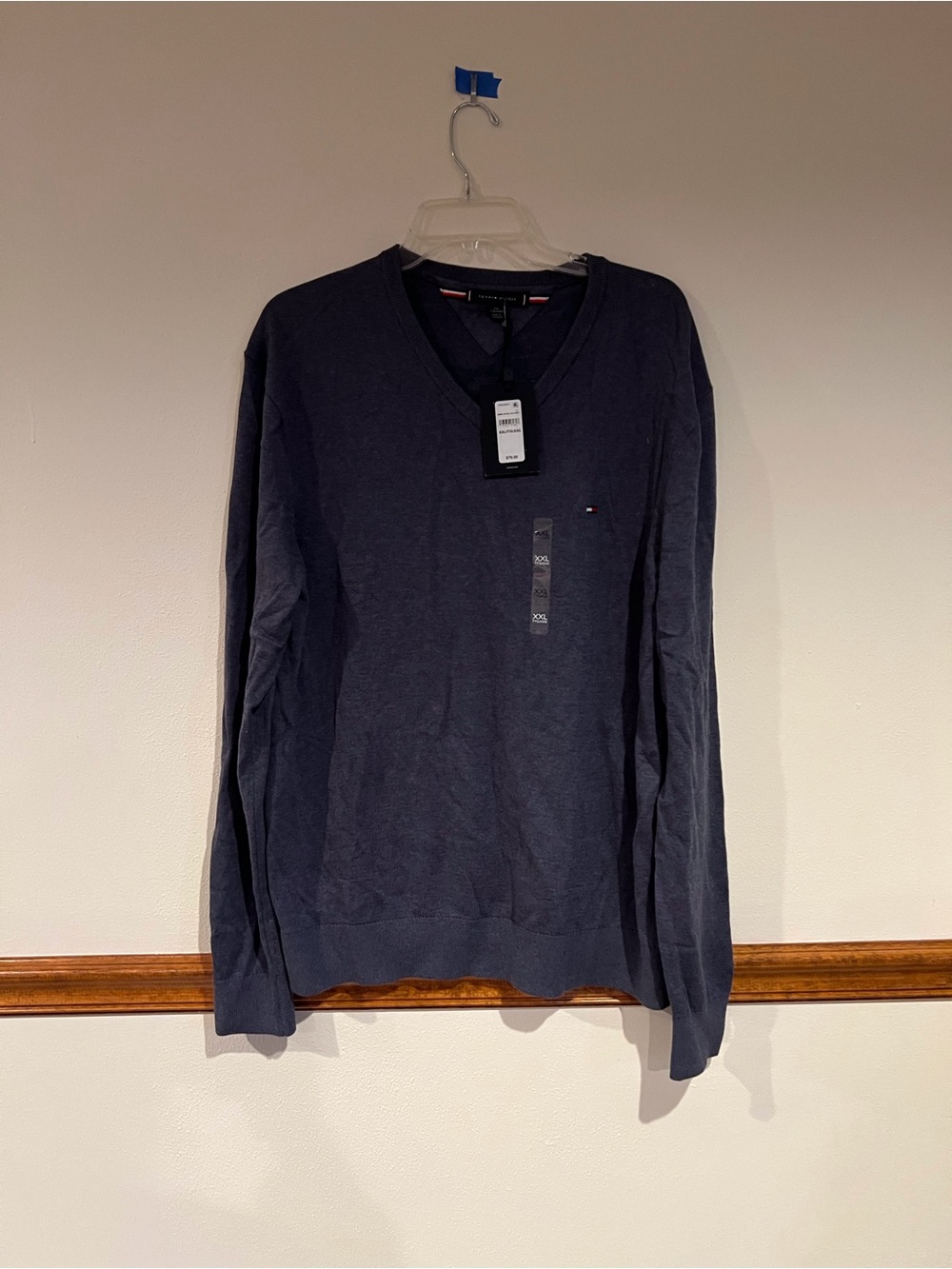 Tommy Hilfiger Men's Cotton Navy V-Neck Sweater